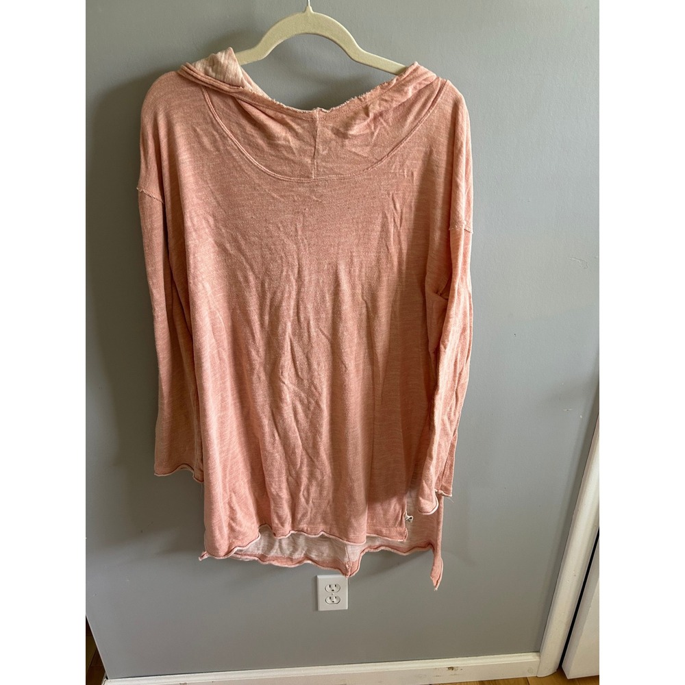 FP Beach Free People Two Body Hooded Tunic Top Peach Cotton Knit Small